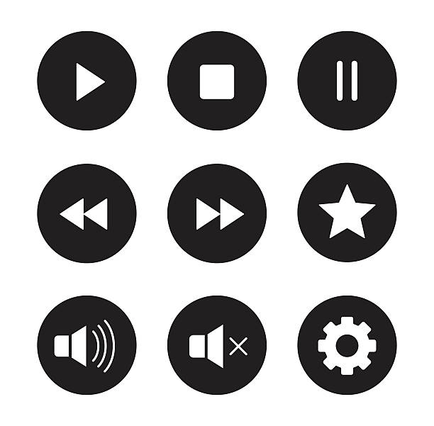 ilustrações de stock, clip art, desenhos animados e ícones de conjunto de ícones pretos de multimédia - digitally generated image audio equipment music recording studio