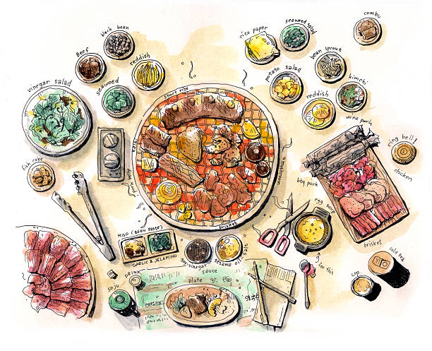 韓国焼肉イラストカラー - restaurant backgrounds cucumber dieting点のイラスト素材／クリップアート素材／マンガ素材／アイコン素材