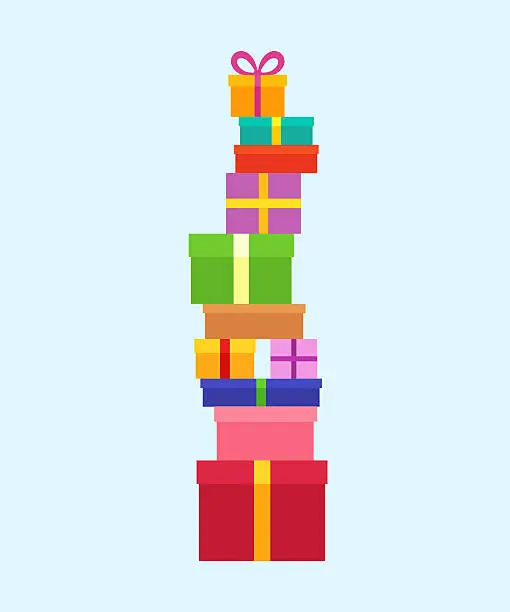 Vector illustration of Stack of Christmas Boxes