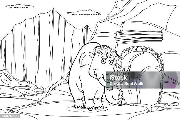 Mammoth Nahe Höhle Stock Vektor Art und mehr Bilder von Höhle - Höhle, Eis, Elefant