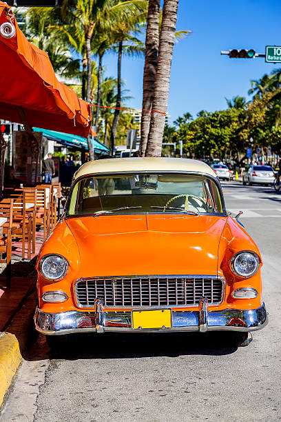 istock Classic American Car on South Beach, Miami. 500260727