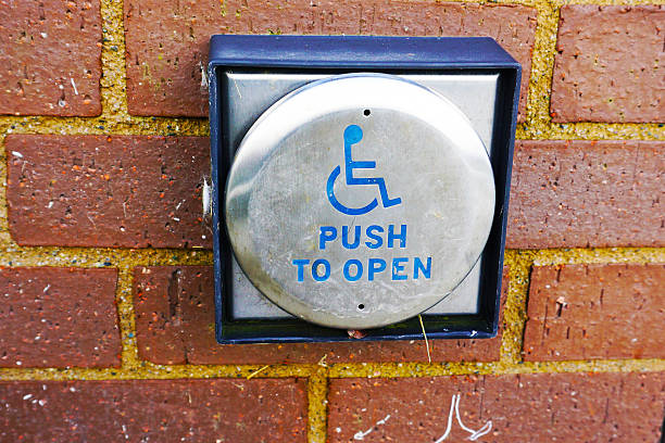 istock handicap push button door opener,in front of mall 500260864