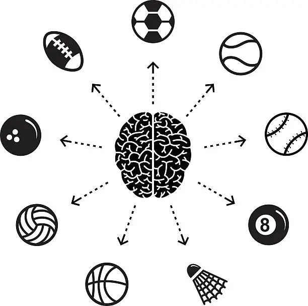 Vector illustration of Thinking About Sports