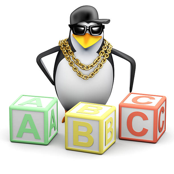 istock 3d Rapper penguin teaches the alphabet 500261691