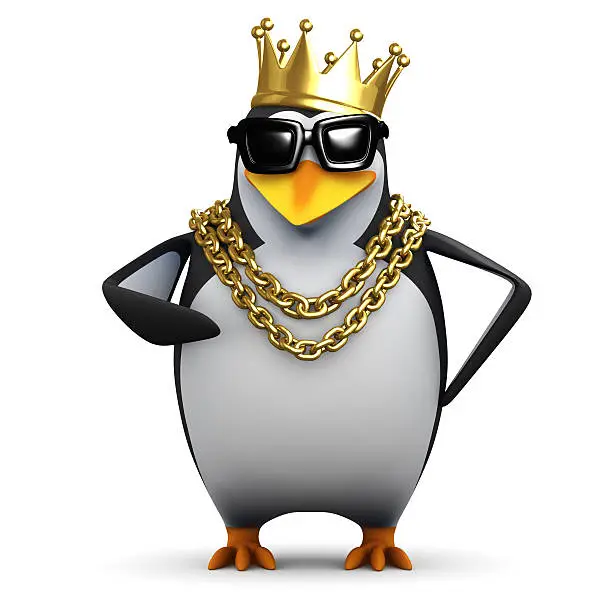 Photo of 3d Rapper penguin wears the gold crown