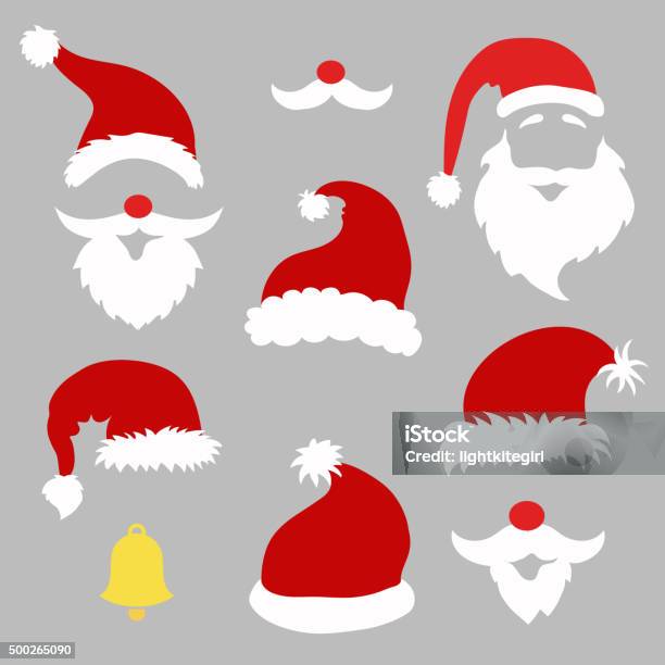 Ilustración de Navidad Cabina De Fotos Y Scrapbooking Vector Conjunto De Santa y más Vectores Libres de Derechos de Gorro de Papá Noel