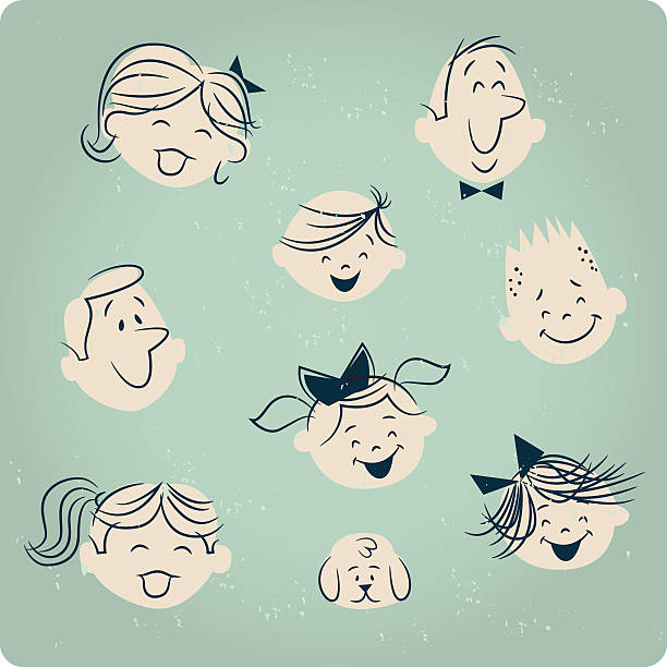 illustrazioni stock, clip art, cartoni animati e icone di tendenza di retrò persone - 1950s style couple old fashioned heterosexual couple