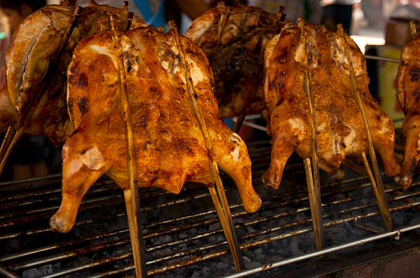 istock chicken grilled on a skewer background,Thaialand 500275347