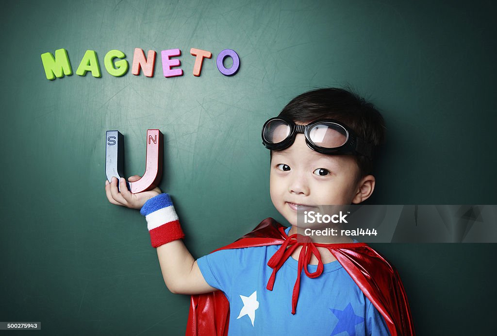 super hero Cute asia children 2-3 Years Stock Photo