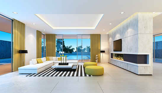 Contemporary villa living room.