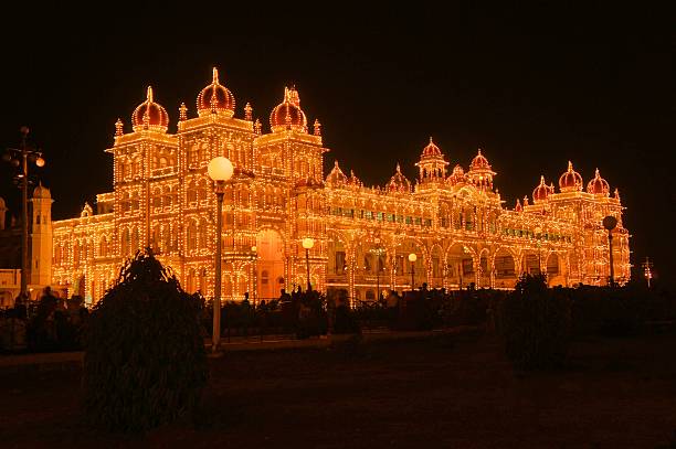 istock Mysore Palace in India illuminated at night 500277837