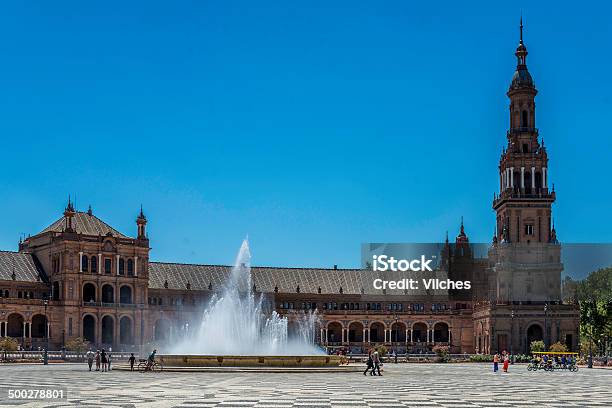 Fountain At Plaza España Stock Photo - Download Image Now - Andalusia, Architectural Feature, Architecture