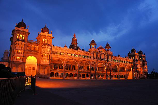 istock Mysore Palace in India illuminated at night 500279129