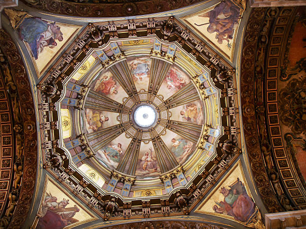 The inside view of the dome in the Candelaria Church in Rio de Janeiro, Brazil.