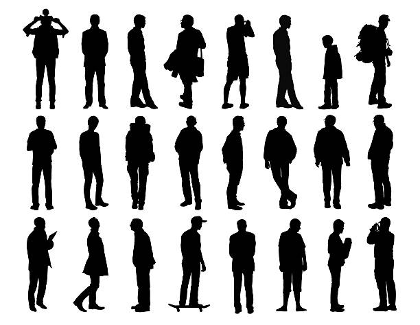 Grand ensemble de silhouettes homme debout 2 - Illustration vectorielle