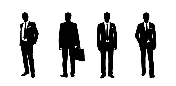 Silhouette Uomo d'affari in piedi set 3 - illustrazione arte vettoriale