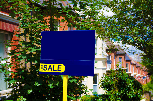 British houses with sale sign
