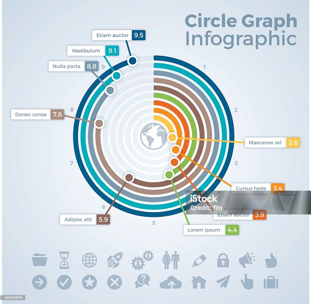 Circle Bar Graph Infographic Circle bar graph data infographic concept with space for your copy. EPS 10 file. Transparency effects used on highlight elements. Circle stock vector