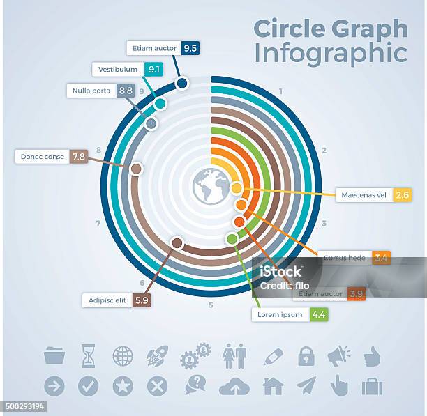 Circle Bar Graph Infographic Stock Illustration - Download Image Now - Circle, Infographic, Chart