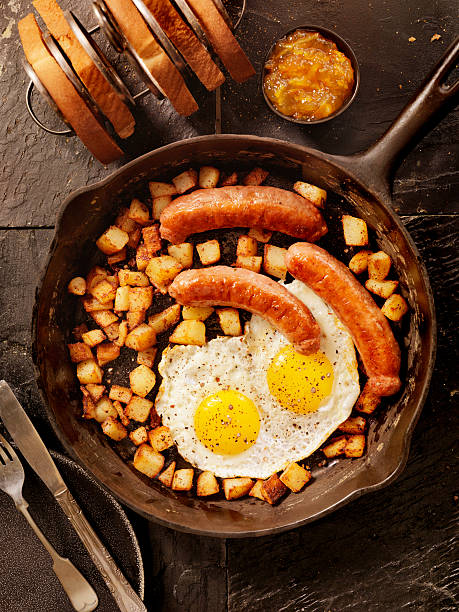 istock Breakfast with Sunny side up eggs and Sausage 500293704