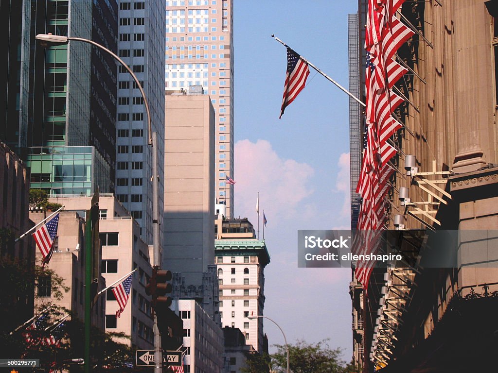 Fifth Avenue Fifth Avenue, New York City, dressed up for a parade with American Flags American Flag Stock Photo