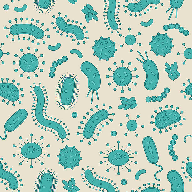 Green Bacteria in repeat pattern Green Bacteria in repeat pattern - Vector illustration puke green color stock illustrations
