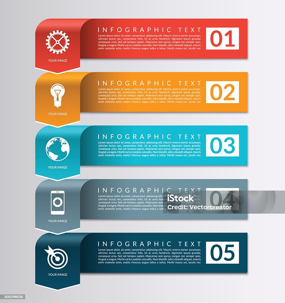 Arrow banner for business infographics. 5 steps design template Arrow banner for business infographics. 5 steps, parts, options vector design template Five Objects stock vector