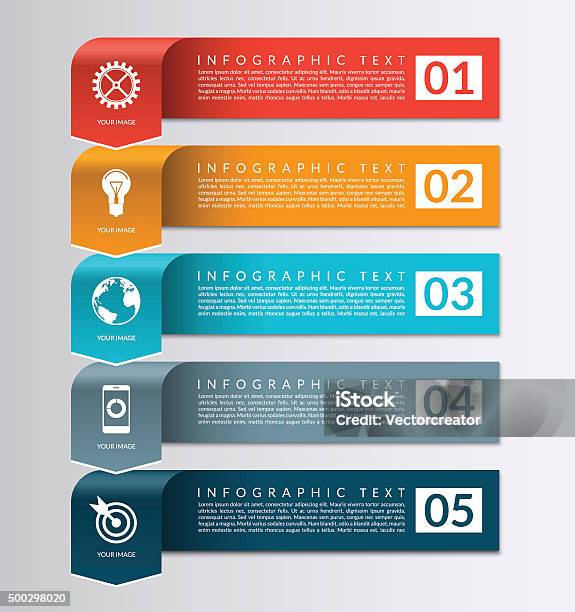 Arrow Banner For Business Infographics 5 Steps Design Template Stock Illustration - Download Image Now