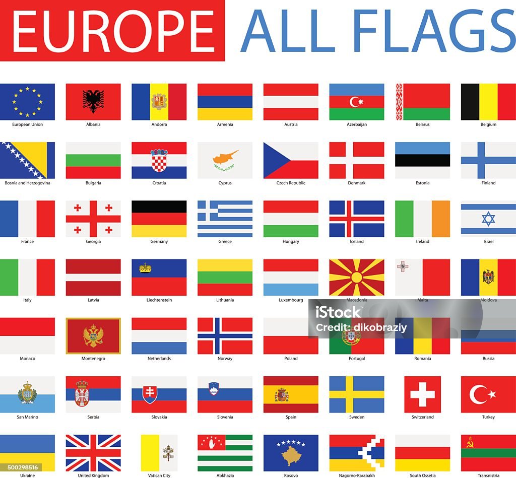 Flags of Europe - Full Vector Collection - Royalty-free Bayrak Vector Art
