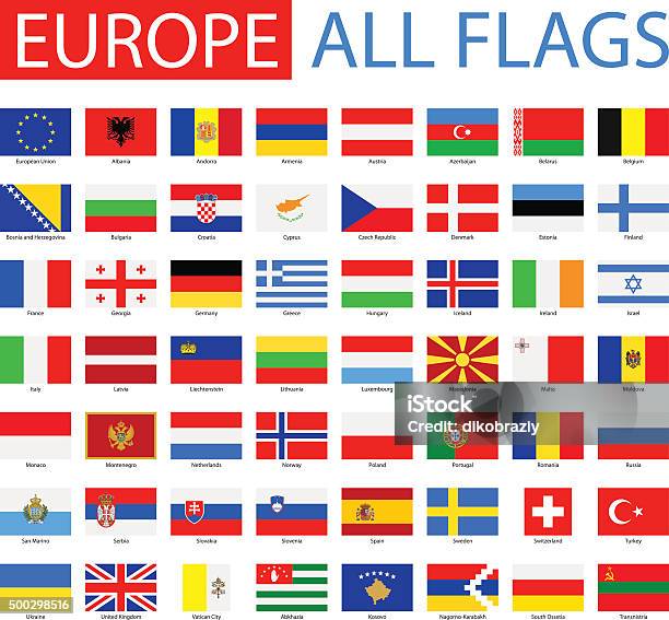 Flags Of Europe Full Vector Collection Stok Vektör Sanatı & Bayrak‘nin Daha Fazla Görseli - Bayrak, Avrupa Birliği Bayrağı, Tüm Avrupa Bayrakları