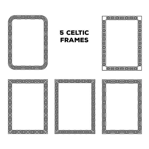 ilustraciones, imágenes clip art, dibujos animados e iconos de stock de redondo celta marcos - celtic culture tied knot frame braided