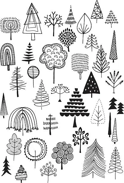 Vector illustration of Doodle trees