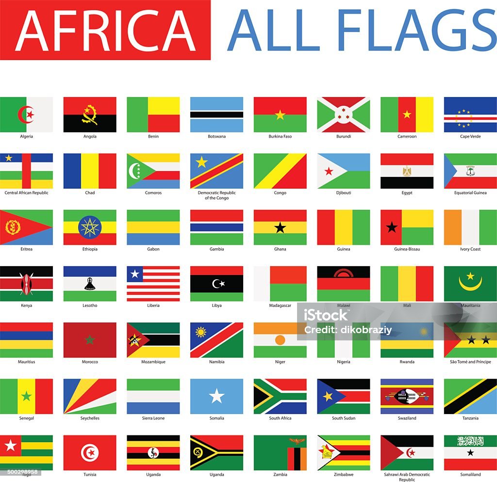 Flags of Africa - Full Vector Collection Vector Set of Flat African Flags All African Flags stock vector