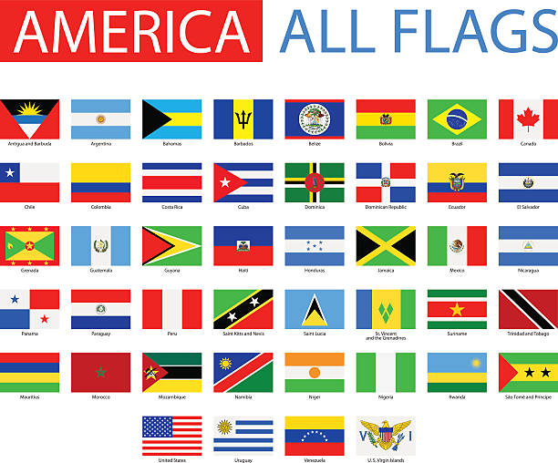 illustrations, cliparts, dessins animés et icônes de flags of america – une collection de vecteurs - amérique latine