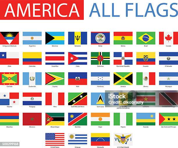 Flags Of America Une Collection De Vecteurs Vecteurs libres de droits et plus d'images vectorielles de Drapeau - Drapeau, États-Unis, Continent américain