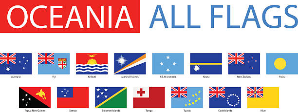 Flags Of Oceania - Full Vector Collection Vector Set of Flat Oceanian Flags oceania stock illustrations