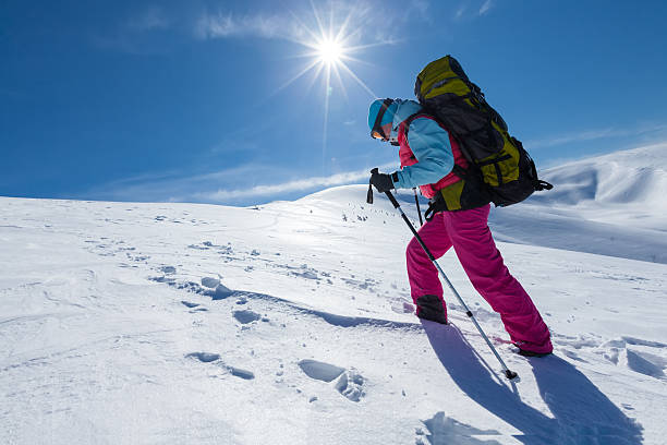istock Hiker in winter mountains on sunny day 500299528