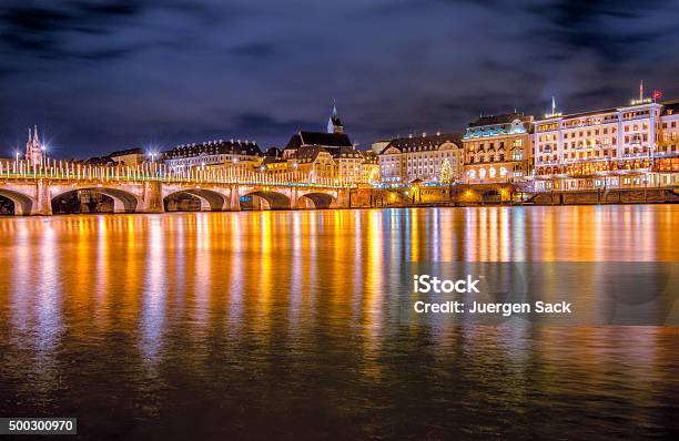 Basel In Christmas Lights Stock Photo - Download Image Now - Basel - Switzerland, Christmas, Switzerland