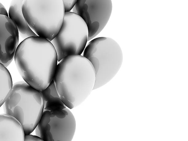 White helium balloon floating on a white background
