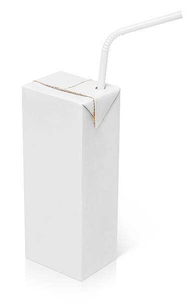 istock Milk or juice carton package with straw 500304335