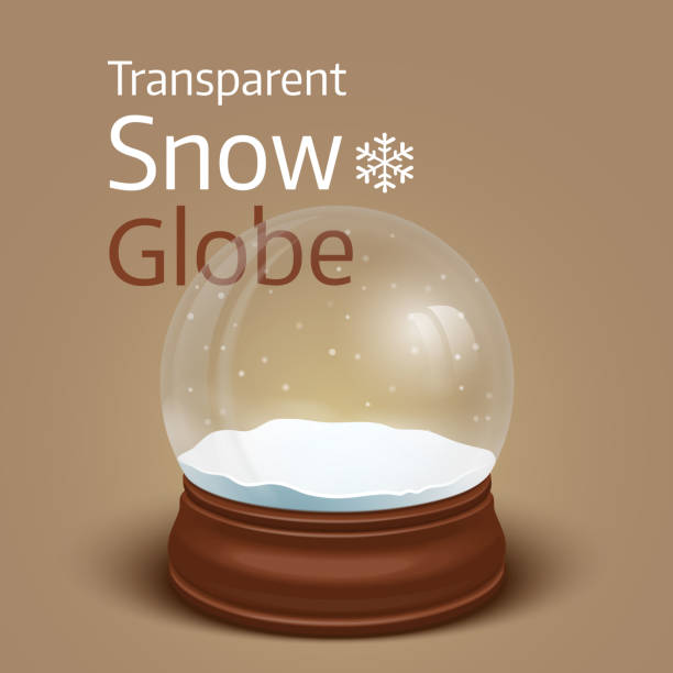 ilustraciones, imágenes clip art, dibujos animados e iconos de stock de christmas snow globe transparente. ilustración vectorial - snow globe dome glass transparent