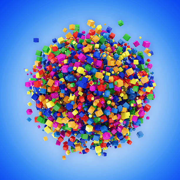 istock Abstract Sphere Made from Colorful Cubes on blue background 500304893