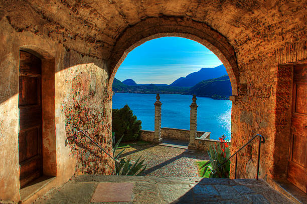 lago lugano - tessin imagens e fotografias de stock