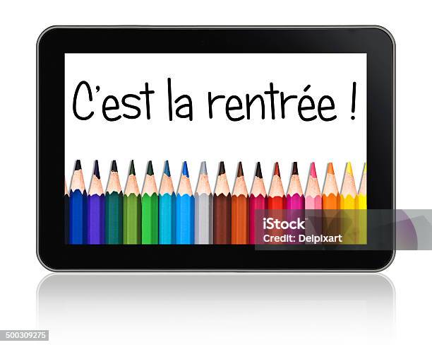 Tablet Computer School Concept French Stock Photo - Download Image Now - Advice, Art, Art And Craft