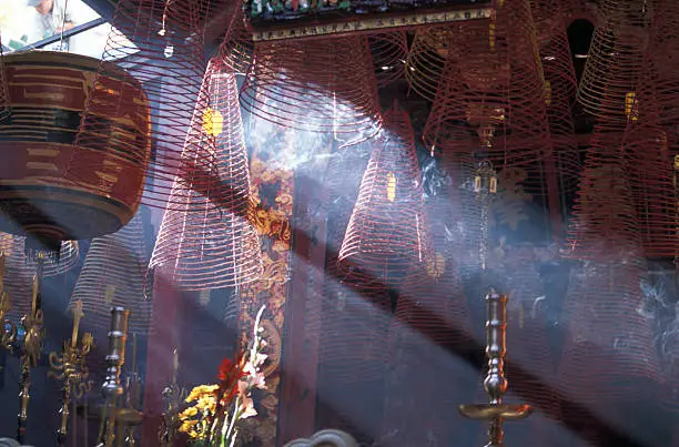 A traditional temple in the city of Cantho in the Mekong Delta in the south of Vietnam in South East Asia.