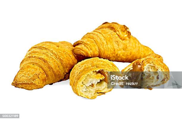 Foto de Croissants Com Leite Condensado Açucarado e mais fotos de stock de Assar - Assar, Bebida, Bola doce