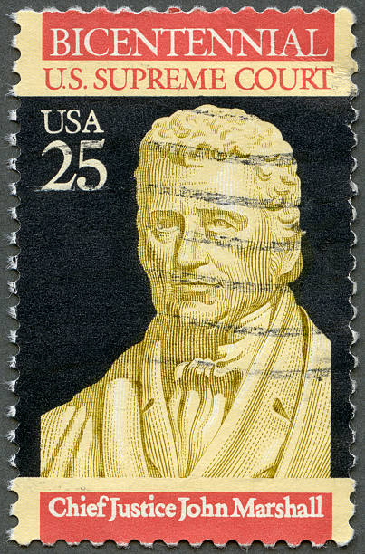 istock Postage stamp USA 1990 shows Chief Justice John Marshall 500321749