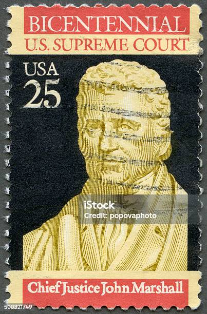 Postage Stamp Usa 1990 Shows Chief Justice John Marshall Stock Photo - Download Image Now