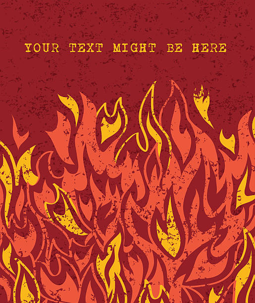 illustrations, cliparts, dessins animés et icônes de feu flammes bannière avec un espace pour le texte sur fond rouge - technique grunge du papier froissé illustrations