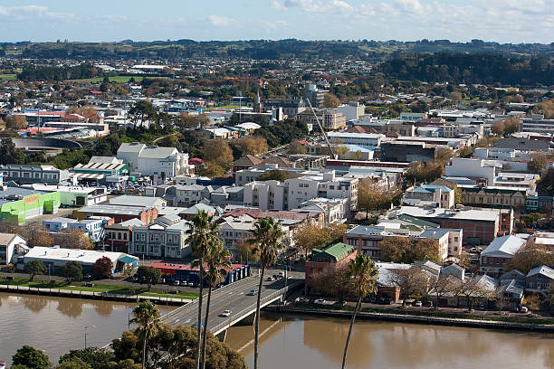 Wanganui City, New Zealand Overview of Wanganui City, New Zealand manawatu river stock pictures, royalty-free photos & images